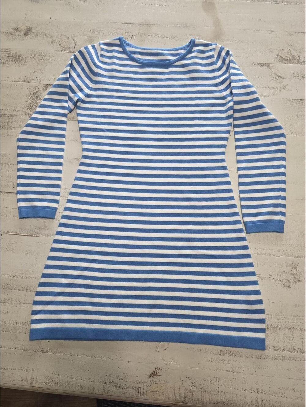 Women's Striped Dress Small Blue and White